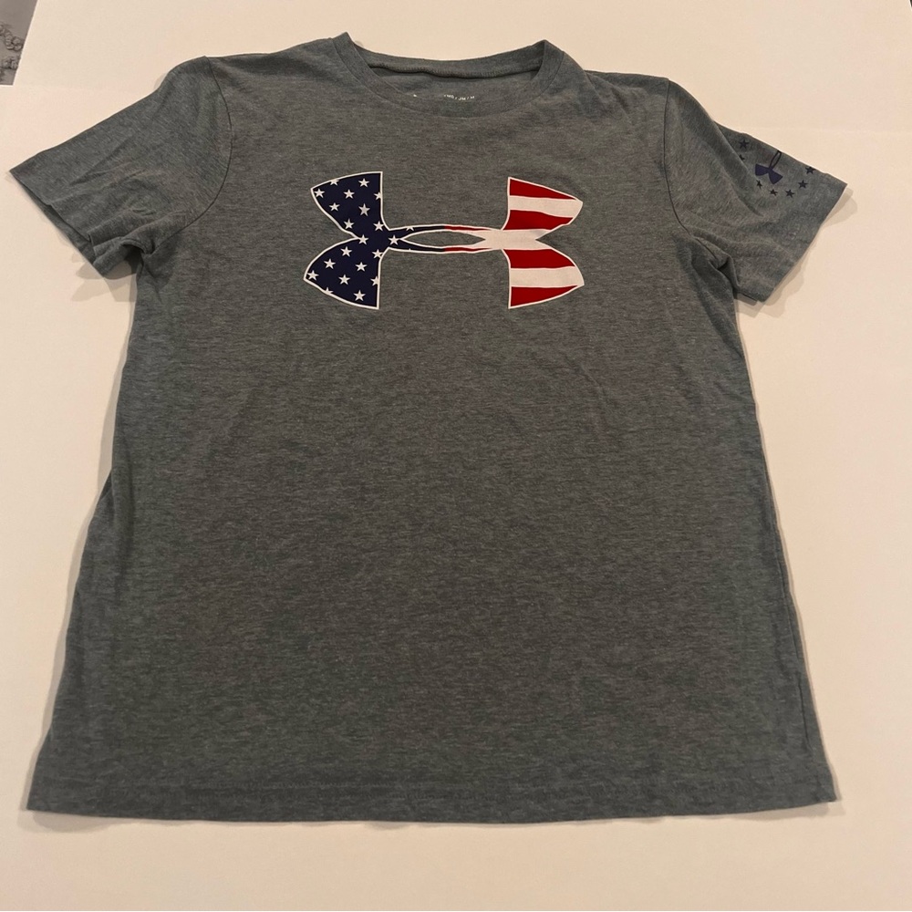 Under Armour Kids Gray Tee with Patriotic Logo